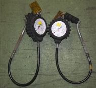 2x Self Centered Tyre Pressure Gauges