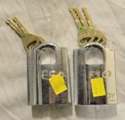 2x Abloy Finland Pad Locks & Keys