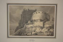 Attributed to Francis Nicholson (British, 1753-1844), "Tower, Edinburgh Castle", ink and wash,
