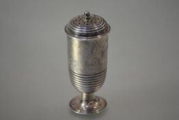 A George V silver sugar caster, Charles Boyton, London 1933, in the Art Deco taste, with stepped