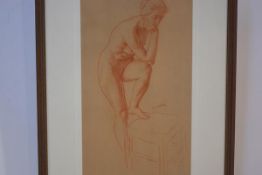 William Strang R.A., (1859-1921), Female Nude Study, signed, sanguine drawing, Fine Art Society