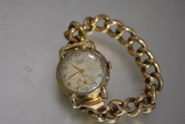 An unusual vintage Baume gentleman's 9ct gold wristwatch, the dial signed "Baume 17 Jewels