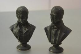A pair of 19th century desk bronzes of Sir Walter Scott and Robert Burns, possibly weighted,