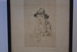 Isaac Israels (Dutch, 1865-1934), Girl at a Cafe Table, signed pencil lower right, etching,