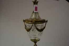 A handsome gilt-brass mounted cut-glass hanging lantern, of overall urn form, with gilt-brass