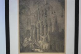 Marius A.J. Bauer (Dutch, 1867-1932), "Mohammed II in the Aya Sophia", etching with drypoint, signed