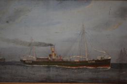 British School, early 20th Century, A Study of the Trawler, Columba, unsigned, oil on canvas, in a