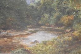 John Chalmers (Scottish, fl. c. 1900), A Woodland Stream, signed lower left and dated 1910, oil on