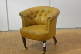 A Scottish horseshoe library armchair, third quarter 19th century, the oak frame stamped "John