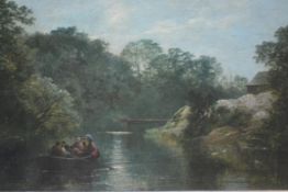 Joseph Milne (Scottish, 1857-1911), The Boating Party, signed lower right, oil on canvas, in a