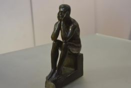 G.H. Vuerchuz (20th Century), a patinated bronze study of a seated male nude, signed, ed. 3/10,