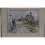 John Bulloch Souter, Scottish 1890-1972, Village Main Street, watercolour, initials lower right,