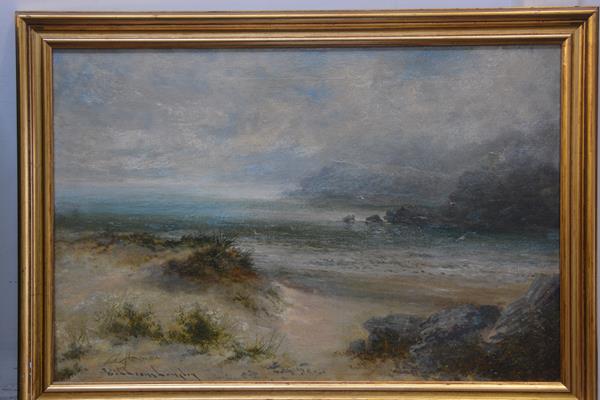 William Langley (British 1852-1922) On the Dunes, oil on canvas, signed lower left, 39.5cm x 59.5cm