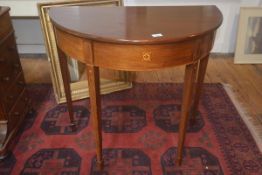 A 19thc mahogany d-end side table, 78.5cm x 84.5cm x 45cm