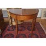 A 19thc mahogany d-end side table, 78.5cm x 84.5cm x 45cm