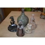 Carolina M. Valvona, a mixed lot of glazed and unglazed pottery figures and vases (a lot)
