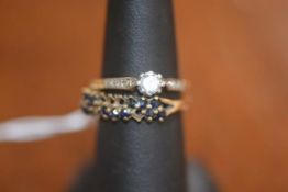 A single stone diamond ring on 18ct gold band, with a 9ct gold dress ring (2)