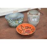 Carolina M. Valvona, a mixed lot of three decorative studio pottery bowls and vases (3)