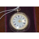 A lady's hallmarked silver fob watch in original box, H. Samuels, Manchester