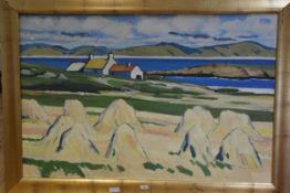 20thc British School, Highland Harvest, acrylic on board, 80cm x 122cm