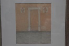 Clare Banks, Sealed Door, Venice, pastel on paper, label to verso, 30cm x 26cm