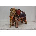 An Indian made cloth elephant with all over needlework decoration