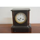 A Victorian black slate and marble mantle clock, retailed by Ward & Simpson of Paris with enamel dia
