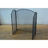 A mesh folding three part firescreen with anodised metal supports (h.72cm x180cm fully extended), £2