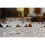 A set of six Edinburgh crystal liqueur glasses, a set of four plus three slice cut sherry and port g