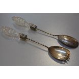 A pair of London silver salad servers with crystal mounted handles, London 1912 (29cm), £30-50