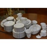 A Noritake Tahoe china floral and silver bordered dinner and tea service of ninety seven pieces incl