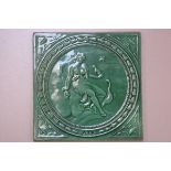 A 19thc Minton Thollins & Co. green glazed tile depicting the element, Air (20cm square), £40-60