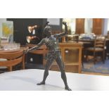 A 19thc spelter Greek figure, Throwing Spear (losses) (h.36cm), £30-50