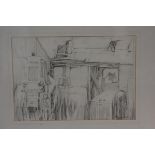 Joan Renton, Storage Yard, pencil sketch, signed in pencil (28cm x 40cm), £50-100