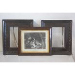 After Sir Edwin Landseer RA., The Breakfast Party, lithographic print in rosewood frame (23cm x 28cm