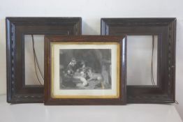 After Sir Edwin Landseer RA., The Breakfast Party, lithographic print in rosewood frame (23cm x 28cm