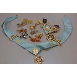 A Roll of Honour Masonic collar with presentation medals, miscellaneous sleeve links including minia