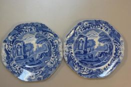 Two Copeland Spode Italianware pattern 1920s cake plates with scalloped borders (d. 25cm) (2), £20-4