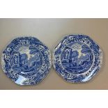 Two Copeland Spode Italianware pattern 1920s cake plates with scalloped borders (d. 25cm) (2), £20-4