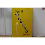 Ogden's St Bruno Tobacco, yellow and blue enamelled sign (92cm x 61cm), £50-70