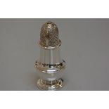 A London silver dome top sugar caster of baluster form, London 1971 (missing finial) (h.13.5cm), £30