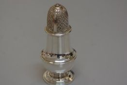 A London silver dome top sugar caster of baluster form, London 1971 (missing finial) (h.13.5cm), £30