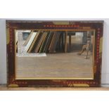 A modern treen rectangular framed wall mirror with gilt and enamelled burr walnut finish, in the Sec