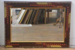 A modern treen rectangular framed wall mirror with gilt and enamelled burr walnut finish, in the Sec