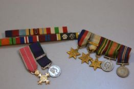 A collection of WWII and later miniature medals and bars including Air Crew Europe WWII General Serv