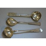 A Norwegian 830 standard Kristiansen Jensen style jam spoon, a white metal engraved serving spoon, s