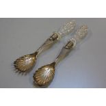 A London silver crystal handled serving set of fork and spoon, London 1911, £60-80