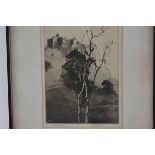 W. Ronson, Edinburgh Looking Towards the Castle, drypoint, signed, in black glazed frame (26cm x