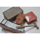 A Callard & Bowser thistle decorated tin, a Crawfords oval tartan shortbread tin, a Stag's head tin,