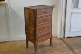 A Napoleon III style kingwood chest abattant, fitted four long drawers, with canted brass mounted